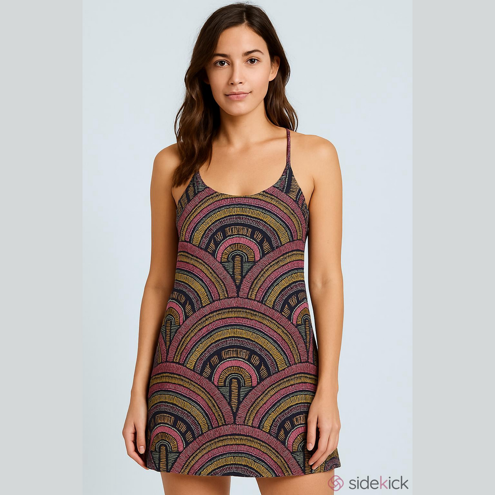 Pink Multicolor Patterned Slip Dress